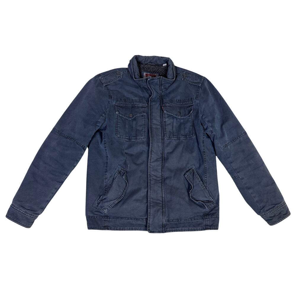 Levis Trucker Sherpa Lined Full Zip Blue Jacket US Mens S